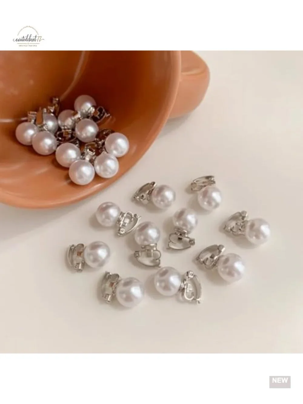 10 Piece Mini Pearl Hair Clips for Women, Sparkling Flower Clips